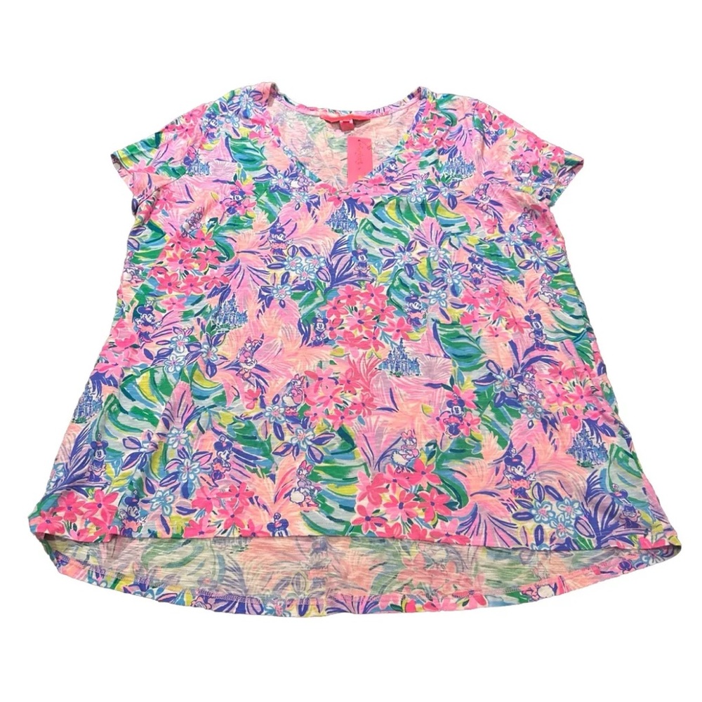 Disney Parks Top LILLY PULITZER Dreamin Pink T Shirt Minnie Daisy Tropical NWT